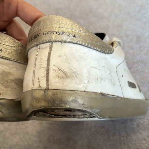 Men's Golden Goose super star white and silver sneakers, size 45 - Picture 6 of 12